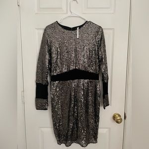 NWT ASOS Curve Black Sequined Dress with Sheer Panels, Size 12